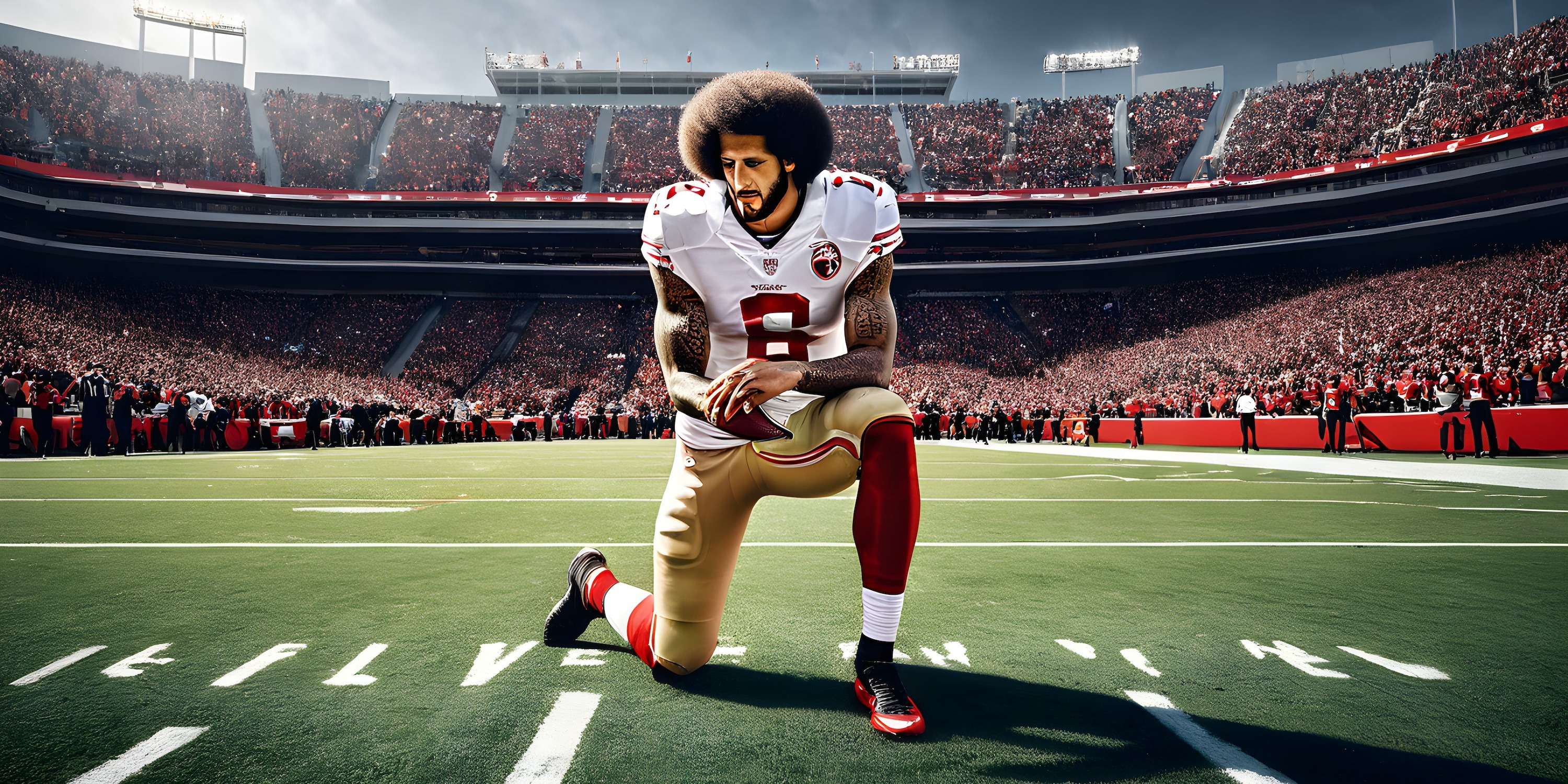 NFL Quarterback Colin Kaepernick kneeling